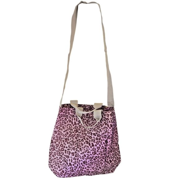 Bath & Body Works Leopard Print Crossbody Tote & Cosmetics Bag Pink Brown - Picture 9 of 9